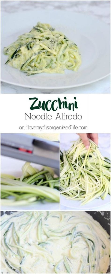 This low-carb Zucchini noodle Alfredo recipe is rich, creamy and totally cheesy. It's so good, you'll feel like you're cheating! Zucchini Noodle Alfredo, Zucchini Alfredo Pasta, Alfredo Zucchini Noodles, Vegan Zoodles, Zucchini Alfredo, Zucchini Noodle, Keto Zucchini, Zucchini Noodle Recipes, Pasta Recipes Alfredo