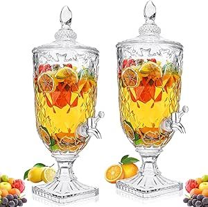 Glass Fountain, Birthday Party Home, Glass Beverage Dispenser, Juice Dispenser, Beverage Server, Beverage Dispensers, Beverage Dispenser, Christmas Brunch, Party Bars