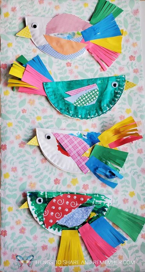 Bird Crafts Kindergarten, Hooray For Birds Activities, Birds Craft Ideas, Preschool Bird Theme, Bird Theme Preschool, Paper Plate Birds, Preschool Birds, Spring Art For Kids, Craft Bird