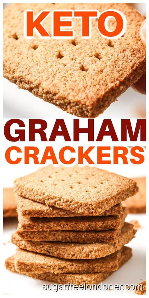 My keto graham crackers are crispy and gently sweet, just like the original! Let me show you how to make sugar free graham crackers in just over 20 minutes. Diy Keto Crackers, Keto Ritz Cracker Recipe, Low Carb Graham Crackers, Keto Graham Cracker Recipe, Keto Gram Cracker, Keto Graham Crackers, Low Carb Crackers Recipes, Keto Crackers Recipe, Keto Casserole Recipes