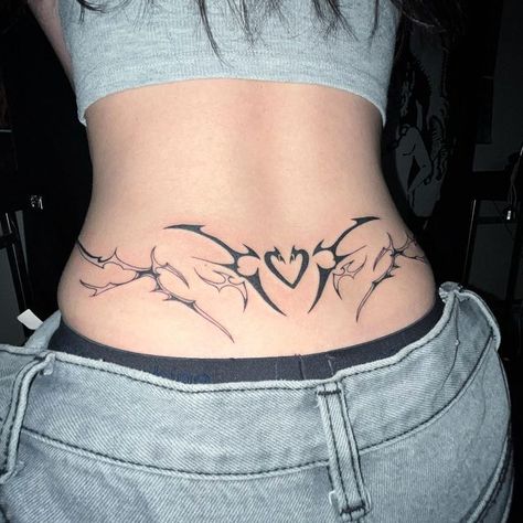 Lower Back Tattoo, Tramp Stamp Tattoos, Punk Tattoo, Waist Tattoos, Girl Back Tattoos, Grunge Tattoo, Back Of Neck Tattoo, Tatuaje A Color, Back Tattoo Women