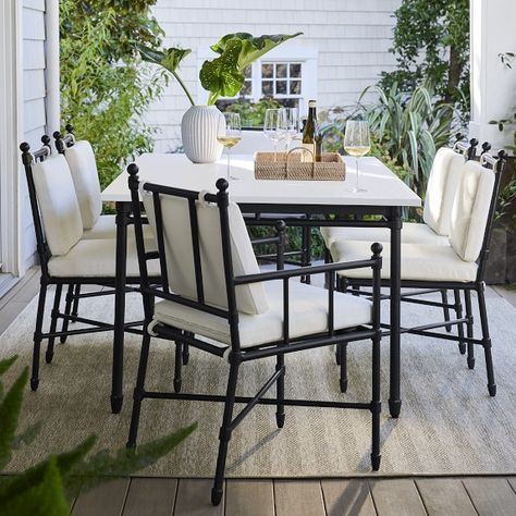 Calistoga | Williams Sonoma Dining Chair Design, Williams Sonoma Home, Decorating Inspiration, Dining Table Design, Outdoor Dining Furniture, Rectangular Dining Table, Outdoor Oasis, Patio Table, Side Chairs Dining