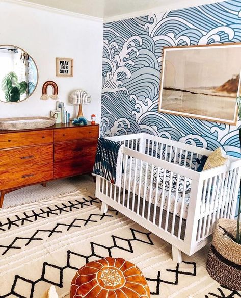 Just Beachy: 25 Beach-Themed Nurseries with Coastal Charm Nursery Ideas Boy, Boho Baby Room, Ocean Themed Nursery, Boy Nursery Themes, Beach Nursery, Baby Boy Nursery Themes, Nursery Trends, Babies Room, Nursery Room Design