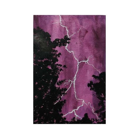 Thunder Painting, Thunder Sky, Zine Ideas, Easy Flowers, Sky Purple, Acrylic Ideas, Art Moon, Purple Trees, White Pen