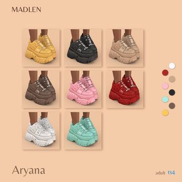 Aryana Sneakers | Madlen sur Patreon Sims 4 Chunky Sneakers, Sims 4 Cc Chunky Shoes, Sims 4 Shoes Cc, Sims Shoes, Los Sims 4 Mods, White Chunky Sneakers, Cc Patreon, Cc Clothes, Chunky Platform Sneakers