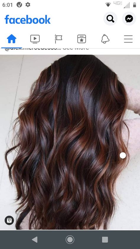 Chocolate Brown Hair With Red Balayage, Copper Over Dark Brown Hair, Dark Auburn Hair Color Brown, Hot Chocolate Hair, Dark Copper Balayage Brunette, Mahogany Brown Hair, Rich Brown Hair, Summer Hair Color Ideas, Mahogany Hair