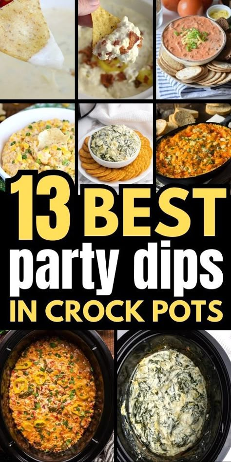 Mini Crockpot Dips, Warm Dips Crockpot, Party Dips Easy Crowd Pleasers, Pitch In Ideas, Easy Crockpot Dips, Dips Crockpot, Honey Roasted Chicken, Slow Cooker Dip Recipes, Crockpot Snacks