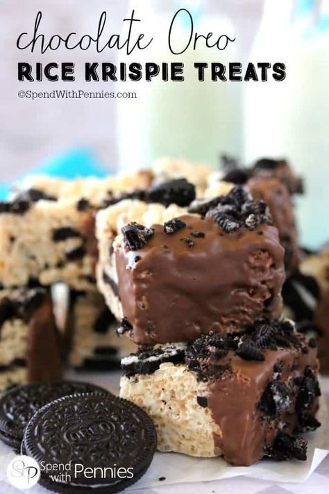 Oreo Rice Crispy Treats, Oreo Rice Krispie Treats, Oreo Rice, Crispy Treats Recipe, Chocolate Rice Krispie Treats, Oreo Desserts, Krispie Treats Recipe, Chocolate Oreo, Rice Recipes For Dinner