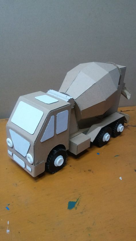 Cardboard Vehicles, Cardboard Truck, Cardboard Cars, Ice Cream Stick Craft, Shorts Ideas, Cardboard Car, Cardboard Toys, Ice Cream Stick, Cardboard Art