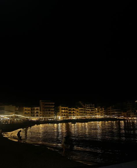 Malta Nightlife, Malta Aesthetic, Vintage Film Photography, Malta Beaches, Malta Travel, Beach At Night, Vintage Film, Night City, Night Aesthetic