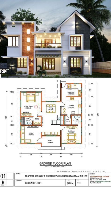 Home Plan Design, Kerala House Plans Modern, Kerala House Design Modern Floor Plans, 2bhk House Plan With Elevation, Kerala House Plan, 3bhk House Plan, House Plan Kerala, Kerala Home Plans, Small House Design Kerala