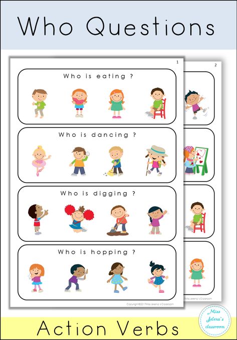 Wh Questions For Kindergarten Wh Questions Kids English Action Verb Activities, Who Questions Worksheet, Speech Language Therapy Activities, Wh Questions Kids, Preschool Speech Therapy Activities, Activity Worksheets For Kids, Esl Kindergarten, Language Activities Preschool, Who Questions