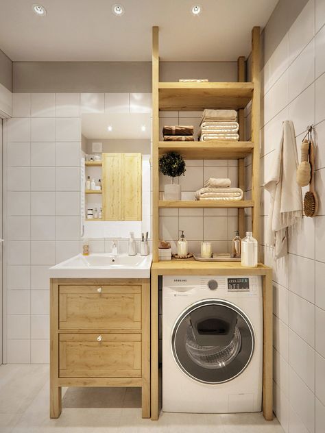 Laundry Room Dimensions, Interior Design Per La Casa, Small House Decorating, 아파트 인테리어, Small Laundry Room, Small Homes, Laundry Room Design, Laundry In Bathroom, Small Room