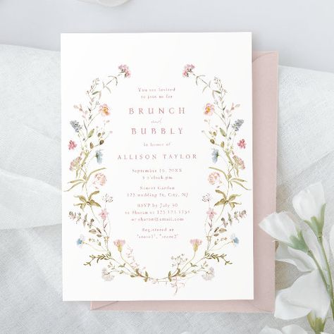 Bridal Shower Pastel, Floral Fall Wedding, Brunch And Bubbly Invitations, Vintage Winter Wedding, Vintage Winter Weddings, Blush Pink Baby Shower, Rustic Invitation, Garden Party Bridal Shower, Boho Bridal Shower Invitations