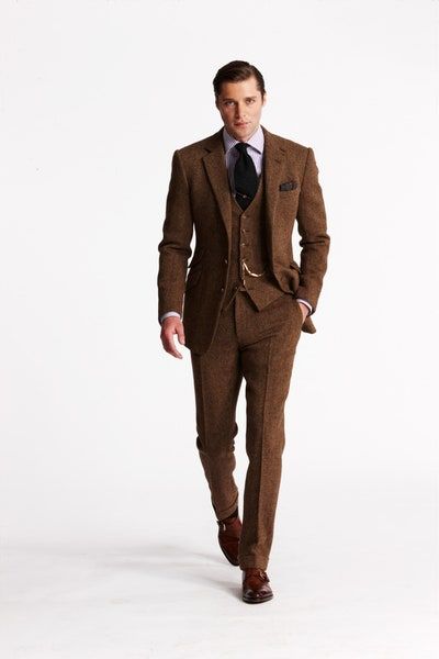 Brown Suits Wedding, Winter Suits Men, Brown Suit Wedding, Suits Men Slim, Men Suits Wedding, Suit Groom, Tweed Wedding Suits, Winter Suits, Ralph Lauren Fall