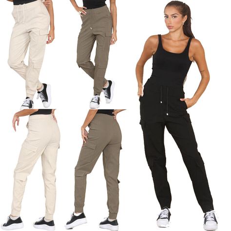 Ladies Pants, High Waist Trousers, Womens Trousers, Cargo Joggers, Women Cargos, High Waisted Trousers, Casual Party, Side Pocket, High Waisted Pants