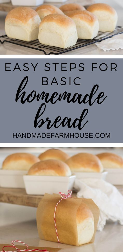 Basic Homemade White Bread - handmadefarmhouse.com Basic White Bread, Mini Loafs, Mini Bread Loaves, Bread From Scratch, Mini Loaves, Homemade White Bread, Homemade Bread Recipes, Mini Loaf Pan, Bread Homemade