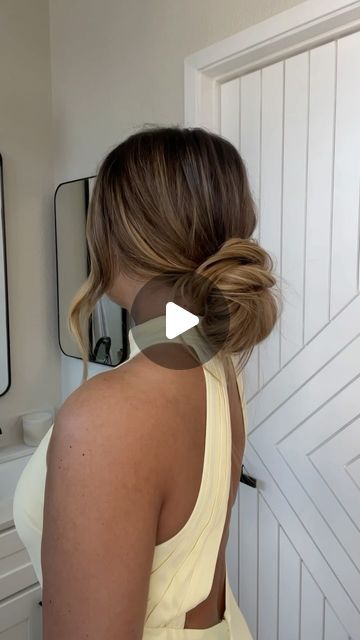 breanna cohoon | low bun tutorial 🫶🏼 
.
.
.
#hairstyle #hairstyles #hairtutorial #updo #bridesmaidhair #weddingguesthair #promhair #style #fashion | Instagram Low Bun Prom Hair Tutorial, Low Bun Bridesmaid Hair Tutorial, Messy Low Bun Wedding Updo Tutorial, Wedding Hairstyles Low Bun, Easy Hairstyles For Medium Hair Updo, Low Braided Bun, Bride Low Bun Hairstyles Tutorial, Loose Low Bun Wedding Hair Tutorial, Simple Low Bun