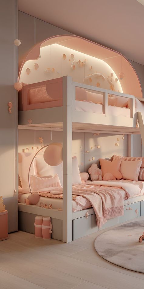 Child Bedroom Ideas, Unique Bunk Beds, Bunk Beds For Girls Room, Luxury Kids Bedroom, Bedroom Ideas For Small Rooms, Child Bedroom, Kids Room Interior Design, Classy Bedroom, Bunk Bed Designs