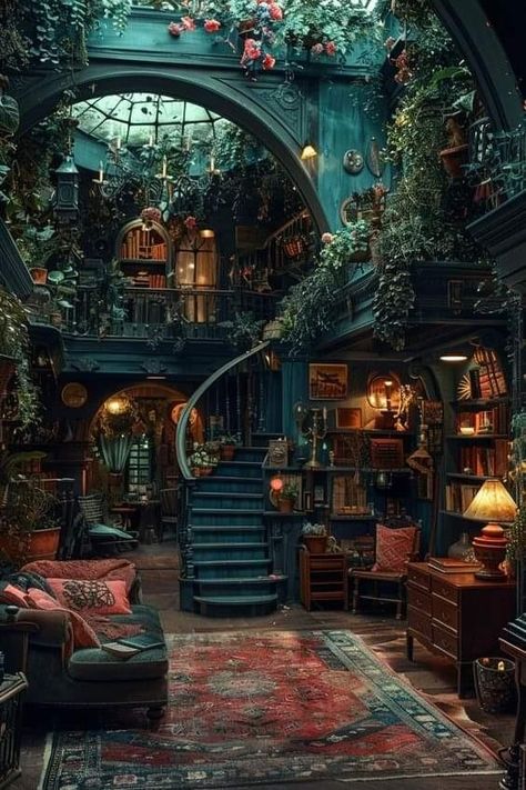 Cute Cottage Homes Interior, Witch's Home, Whimsy Goth Room Aesthetic, Magic Home Aesthetic, Art Room Aesthetic Vintage, Whimsical Gothic Aesthetic, Magical House Decor, Fantasy Inspired Home, Whimsical House Aesthetic