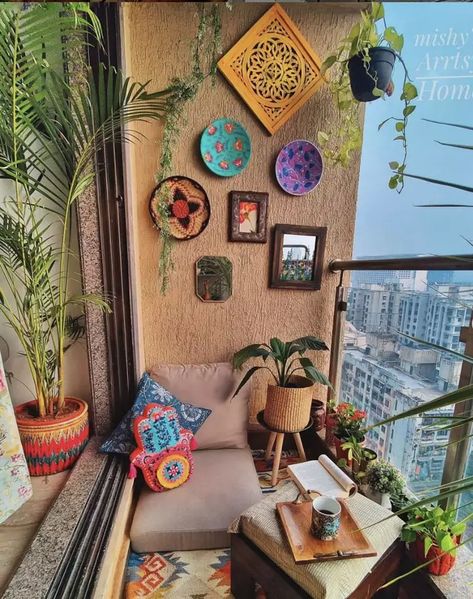 17 Ways to Turn Your Tiny Balcony Into an Irresistible Retreat Condo Balcony, Architectural Ideas, Indian Room Decor, Tiny Balcony, Balcony Design Ideas, Colourful Living Room Decor, Small Condo, India Home Decor, Small Balcony Design