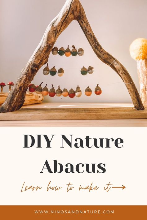 Forest Diy Craft, Nature Items Preschool, Reggio Nature Activities, Nature Projects For Kids, Forest School Wood Craft, Homeschool Forest School, Nature Activities Preschool, Forest School Crafts Natural Materials, Diy Abacus