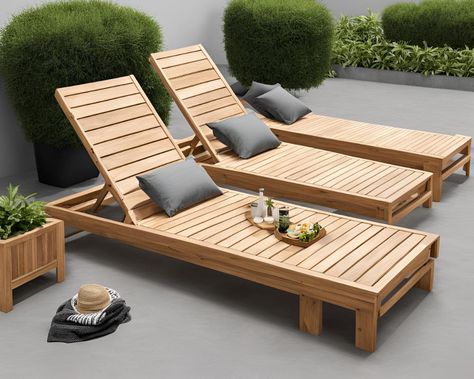 DIY Wooden Sun Lounger Plans - Build a Stylish and Comfortable Outdoor Sun Lounger with Easy Step-by-Step Instructions by klashaus on Etsy Sun Lounger Diy, Wooden Sun Lounger, Sun Loungers Garden, Sun Lounge, Wood Patio, Diy Outdoor Furniture, Build Your Own, Wooden Diy, Easy Step