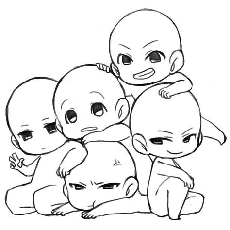 Chibi Friends, Chibi Inspiration, Kraftangan Prasekolah, Chibi Sketch, Drawings Of Friends, Drawing Expressions, Drawing Templates, Chibi Drawings, Fete Anime