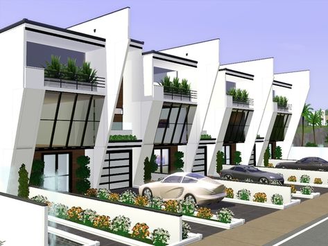 Row Villas, Small Row House Design, Modern Row House, Mar Lucas, Terrace House Exterior, Row House Design, Townhouse Exterior, Modern Townhouse, Basement House Plans