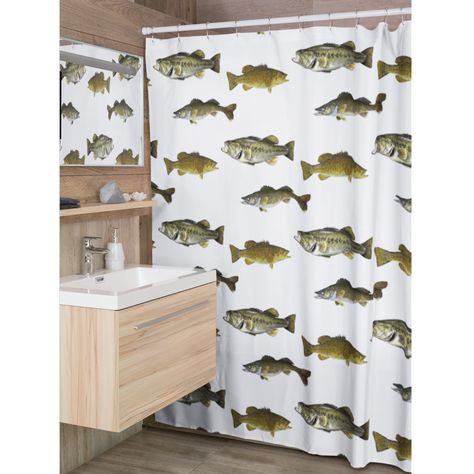 Fish Shower Curtain, Hookless Shower Curtain, Hooks Bathroom, Bathroom Curtain, Pattern Shower Curtain, Curtain Bathroom, Fish Patterns, Fishing Theme, Patterned Shower Curtain