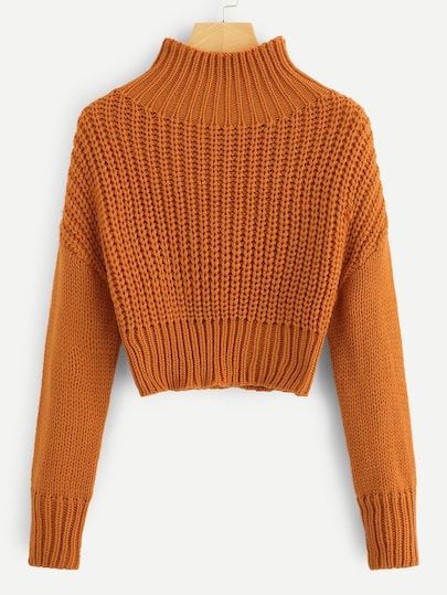 SHEIN Crop Top Crop Jumper, Round Neck Cardigan, Pullovers Outfit, Crop Pullover, Latest Sweater, Cropped Pullover, Solid Sweaters, Pullover Outfit, Orange Fashion