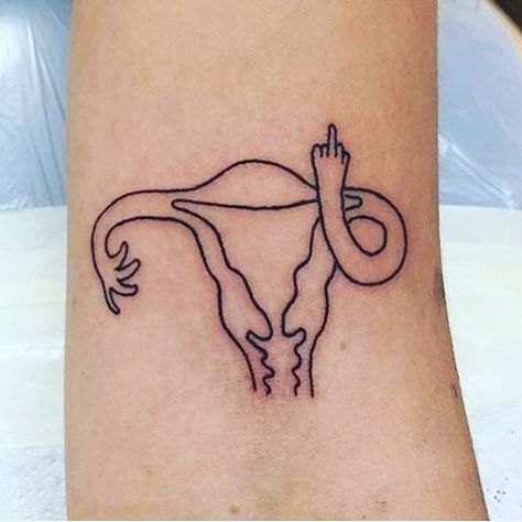 Queer Tattoos For Women, Feminist Drawing, Uterus Tattoo, Giving The Finger, Lgbt Tattoo, Feminist Tattoo, Graffiti Tattoo, Line Art Tattoos, Line Work Tattoo