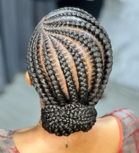 Low Bun Braided Updo Braids With A Bun Hairstyles, Braids With Buns In Back, Braid Bun Styles For Black Hair, Braids Into A Bun Black Women, Feed In Braids Into Bun, 4 Feed In Braids Hairstyles With Bun, Braided Low Bun Hairstyles, No Part Hairstyles, Braids Into A Low Bun