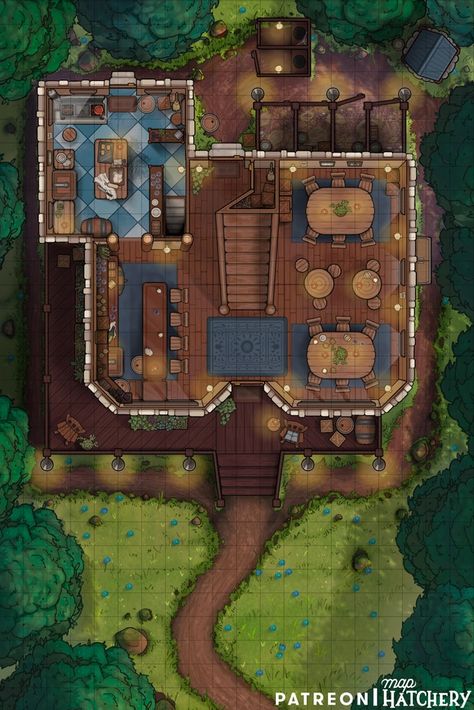 Tavern Maps Dnd, D&d Tavern Map, Dnd House Map, D&d Battle Maps, Dnd Tavern Map, Dnd Battle Maps, Underground Dungeon, Dungeons And Dragons Rules, Dnd World Map