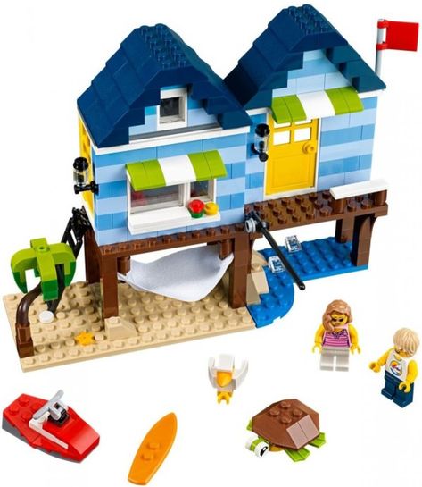 LEGO Set 31063-1 Beachside Vacation - building instructions and parts list. Lego Creator Sets, Minecraft Toys, Lego Ship, Yellow Doors, Speed Boat, Jetski, Buy Lego, Lego Creator, Building Blocks Toys