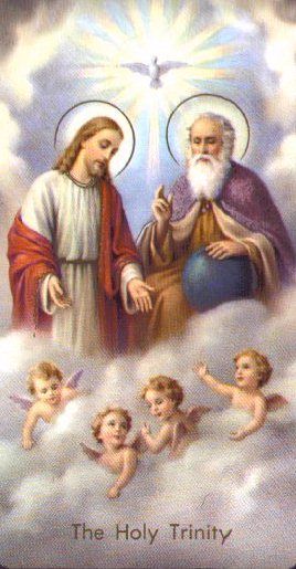 Holy card of the Holy Trinity #God #Jesus #Spirit #cards #Catholic #Christianity Image Of Jesus, Vintage Holy Cards, Religious Pictures, Pictures Of Jesus Christ, Jesus Christ Images, Religious Images, Jesus Images, Catholic Prayers, God The Father