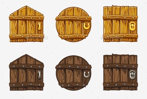 Cartoon Wooden Doors - Vector EPS. Download: https://graphicriver.net/item/cartoon-wooden-doors/21654947?ref=ksioks House Cartoon, Casual Art, Little Pigs, Environment Concept Art, Wooden Doors, Wood Doors, Logo Icons, Vector Design, Designs To Draw