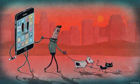 Working from London, Steve Cutts creates illustrations and animations that make you think about the world we live in. Modern slavery, smartphone addiction, social media, consumerism, all these topi… Ilustrasi Satir, Satirical Illustrations, Strange Places, The Ugly Truth, Modern Life, Caricatures, Social Issues, Satire, Thought Provoking