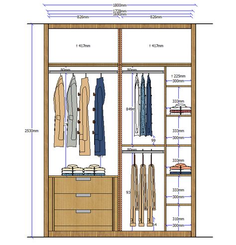 Closet elevation 4 Dressing Design, Bedroom Cupboards, Closet Design Layout, Wardrobe Door Designs, Bedroom Cupboard Designs, Wardrobe Interior Design, Closet Layout, Wardrobe Room, Bedroom Cabinets