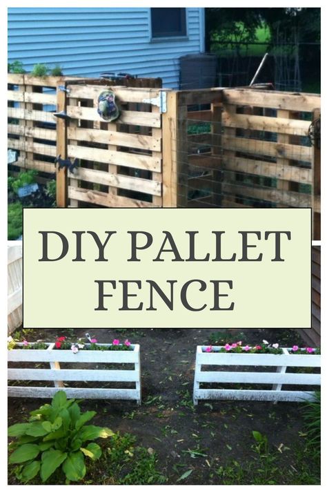 Looking for creative and budget-friendly ways to fence your garden or property? Learn how to make a wood pallet fence with these simple and effective tips. Perfect for all your recycled pallet projects, this DIY fence is a cost-effective solution. Pallet Fence For Garden, Pallet Wood Fence Ideas, Uses For Pallets Diy Projects, Painted Pallet Fence, Diy Inexpensive Fence, Pallet Gates Outdoor, Diy Pallet Fence Ideas Cheap, Diy Pallet Privacy Wall, Diy Easy Fence Ideas Cheap