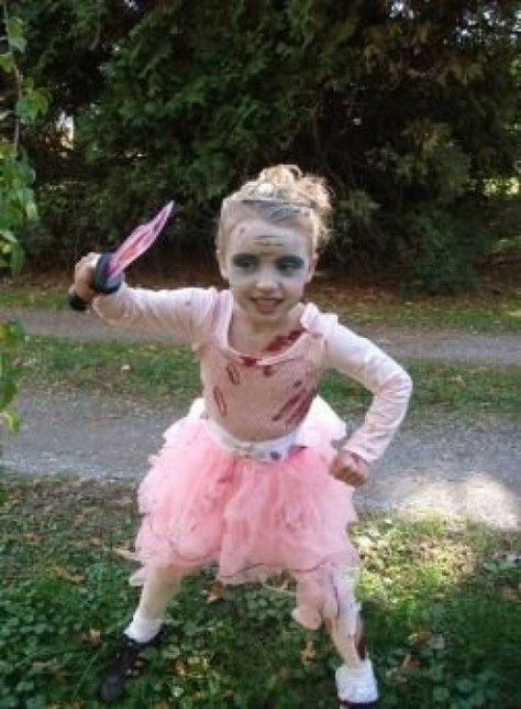 If your stuck between a zombie and a princess for Halloween and can't decide which one is right, consider mixing the two ideas together to make a creepy zombie princess costume. Check out my daughter. Diy Zombie Clothes, Zombie Princess Costume, Girl Zombie Costume, Zombie Ballerina, Zombie Dress, Zombie Princess, Princess Costume Kids, Creepy Zombie, Zombie Clothes