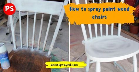 Spray Paint Dining Chairs Black, Spray Painting Dining Room Chairs, Spray Paint Dining Chairs, Spray Paint Wood Chairs, Painting Wood Chairs, Painting Old Chairs, Painted Chairs Dining Room, Spray Paint Chairs, Wood Chair Makeover