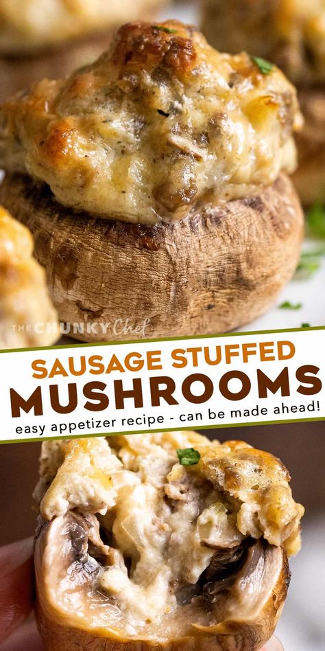 These Italian Sausage Stuffed Mushrooms are the ultimate party appetizer! Stuffed with a creamy sausage filling, then baked until deliciously golden, every bite is a flavor explosion. They can even be assembled and prepped ahead of time! #stuffedmushrooms #sausage #appetizer #fingerfood Italian Sausage Stuffed Mushrooms, Easy Stuffed Mushroom Recipe, Stuffed Mushrooms Easy, Sausage Stuffed Mushrooms, Mushroom Appetizers, Stuffed Mushroom, Best Appetizer Recipes, Cheese Sausage, Quick Snack