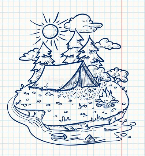 Camping Landscape, Camping Tattoo, Camping Drawing, Photography Outfits, Not Musik, Nature Art Drawings, Camping Photography, Ideas Photography, Landscape Drawings