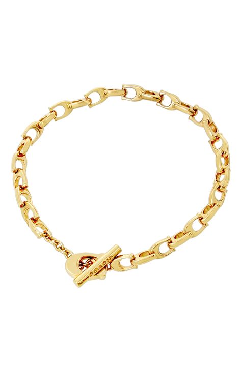 COACH C-Chain Bracelet available at #Nordstrom Coach Bracelets, Coach Pouch, Signature Bracelet, Everyday Bracelet, Coach Jewelry, Gold Link Bracelet, Link Bracelets, Next Uk, Womens Bracelets