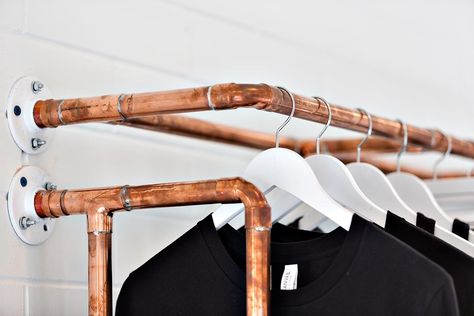 HOUSE-OF-BOHN-PORTFOLIO-SPIN-SOCIETY-21 Industrial Clothing Rack, Minimalist Clothes, Kitchen Clocks, Clothes Rail, Estantes Flotantes, Leather Decor, Store Fixtures, Garment Racks, Leather Hide