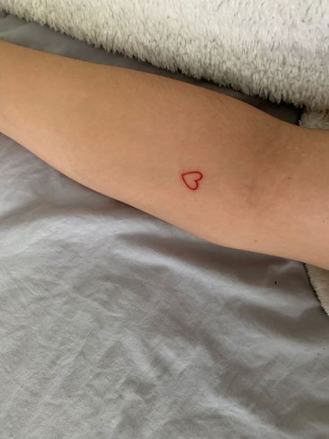 Mini Tats Red Ink, Red Heart Tattoo, Red Heart Tattoos, Handpoke Tattoo, Petite Tattoos, Red Ink Tattoos, Red Tattoos, Senior Trip, Classy Tattoos