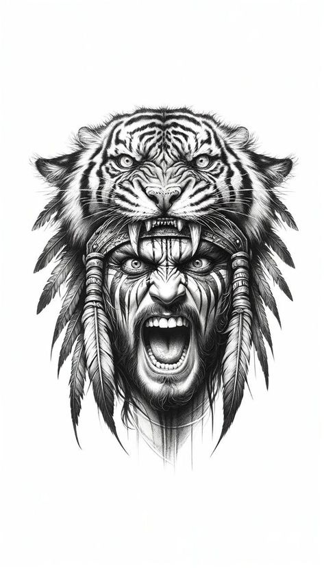 Geometric Tiger Tattoo, Native American Tattoo Designs, Tattoo Perna, Greek Goddess Art, Lion Head Tattoos, Back Piece Tattoo, Tiger Tattoo Design, Lion Tattoo Design, Skull Art Drawing