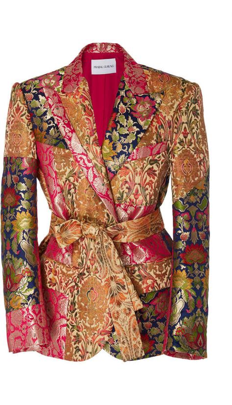 Prabal Gurung Dokan Belted Blazer Jacket Brocade Blazer, Conservative Outfits, African Inspired Clothing, Belted Blazer, Fashion Cover, Woman Suit Fashion, Dress Sketches, Prabal Gurung, Floral Blazer