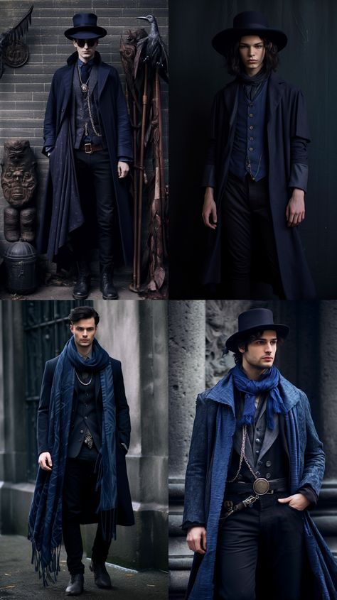 Modern Wizard Fashion Men, Starry Night Outfit Men, Ravenclaw Outfit Men, Warlock Aesthetic Fashion, Wizard Outfits Men, Witchcore Fashion Male, Wizard Aesthetic Outfit, Wizard Fashion Men, Wizard Costume Male